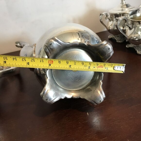 VTG Silverplate Tea & Coffee Set Wm Rogers & Sons Victorian Rose 1902 - Picture 13 of 15